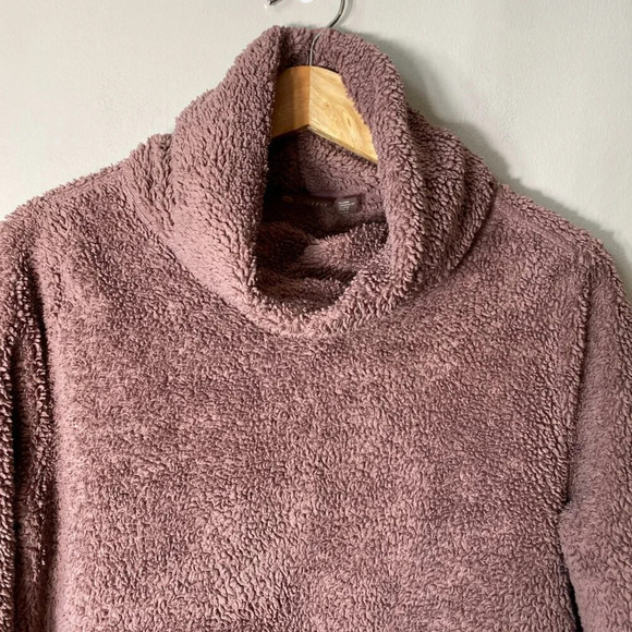 Zella Women's XS Furry Fleece Funnel Neck Teddy Mock Neck Pullover Purple Moon - Picture 7 of 16